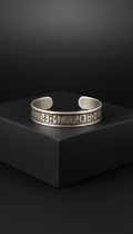 Silver Cuff Bracelet with Runic Script