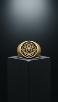 Gold Signet Ring with Arcane Engraving