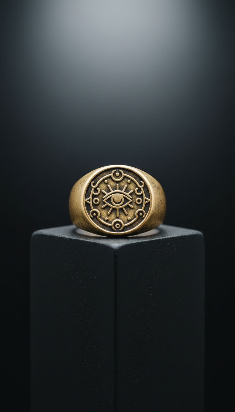 Gold Signet Ring with Arcane Engraving