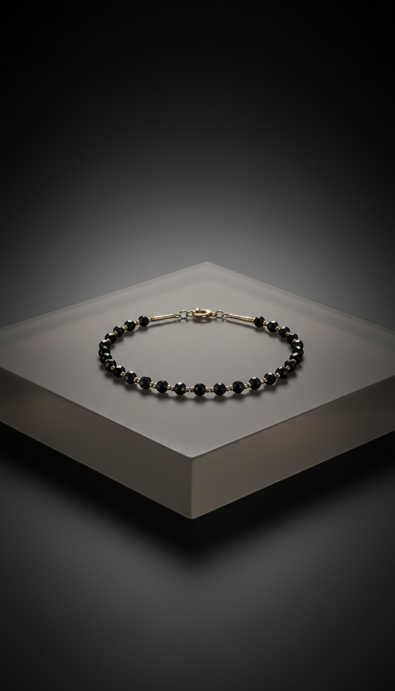 Black Gemstone Necklace in Midnight Setting